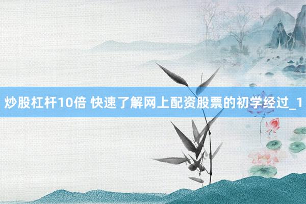 炒股杠杆10倍 快速了解网上配资股票的初学经过_1