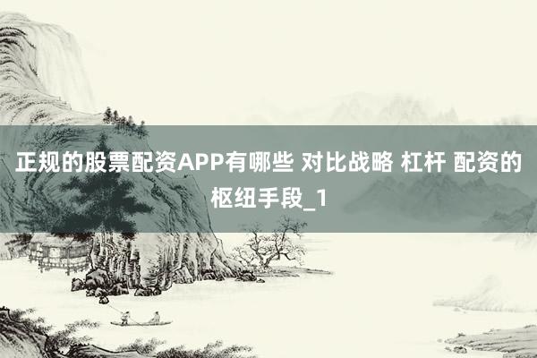 正规的股票配资APP有哪些 对比战略 杠杆 配资的枢纽手段_1
